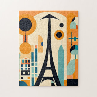 Paris-Inspired Mid-Century Modern Art: Abstract Jigsaw Puzzle