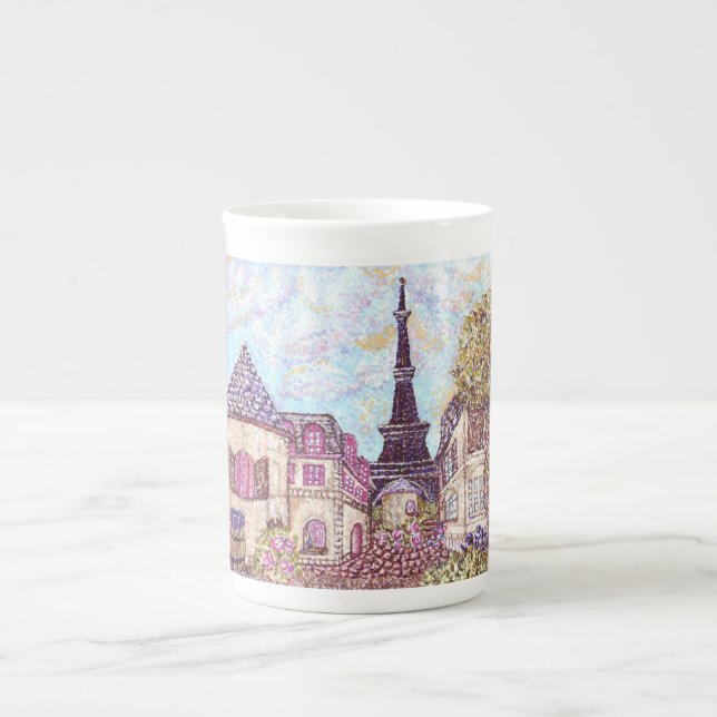 Paris Inspired Pointillism Bone China Mug (Front)