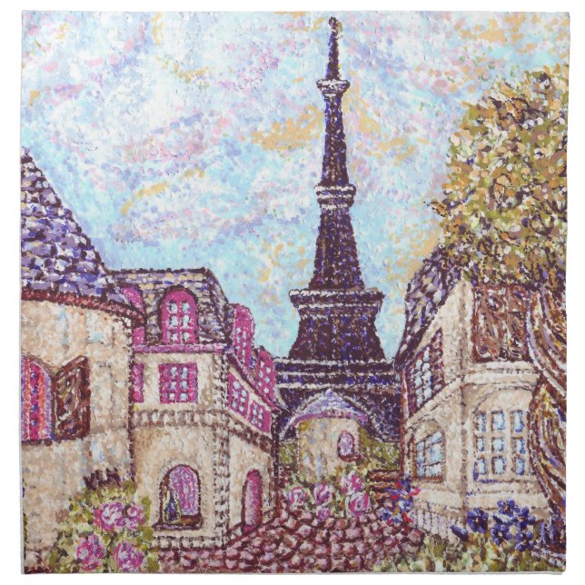 Paris Inspired Pointillism Eiffel Tower American M Napkin (Front)