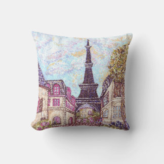 Paris Inspired Pointillism Eiffel Tower American M Throw Pillow