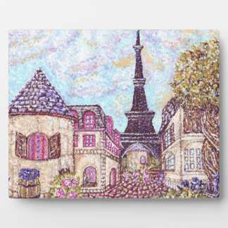 Paris Inspired Pointillism Landscape Plaque