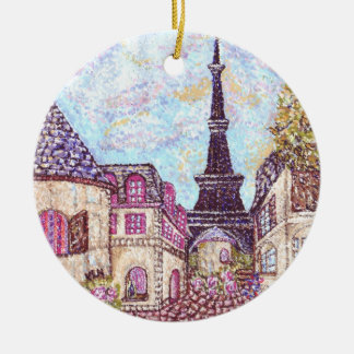 Paris inspired pointillism ornament Kristie Hubler