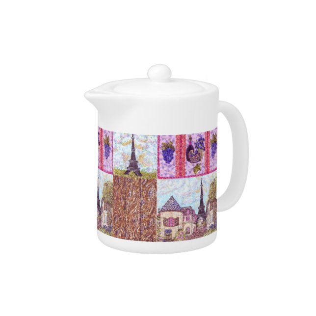Paris inspired pointillism pattern teapot (Right)
