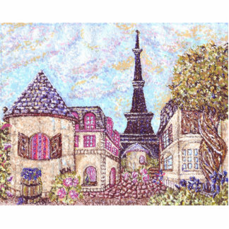 Paris inspired pointillism pin statuette