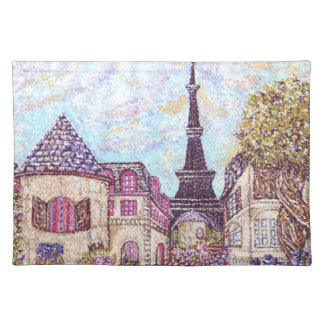 Paris inspired Pointillism with Eiffel Tower Ameri Placemat