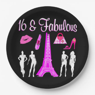PARIS INSPIRED SWEET 16TH BIRTHDAY DESIGN PAPER PLATES