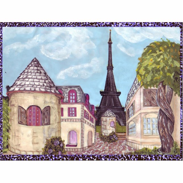 Paris Inspired With Eiffel Tower Photo Sculpture B (Front)