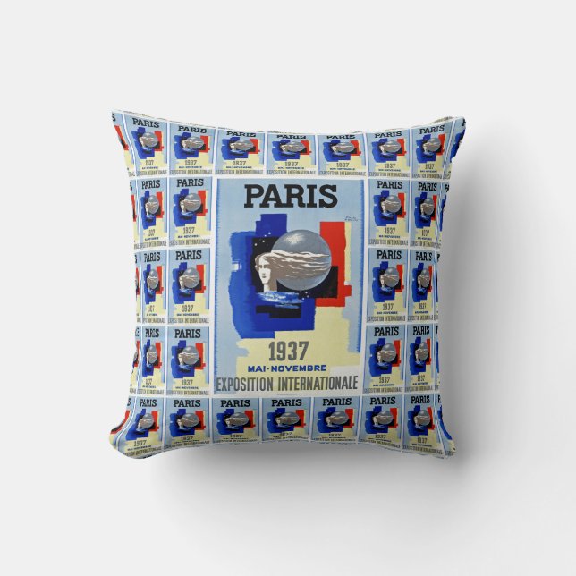 Paris International Exposition Throw Pillow (Front)