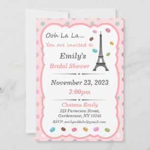 Paris Invitation, French Theme Invite, Macarons Invitation