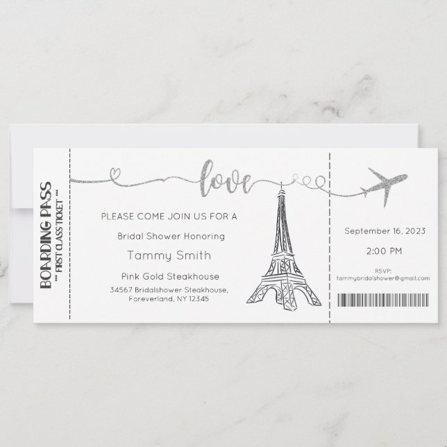 Paris Invitation, Paris Bridal Shower Invitation (Front)