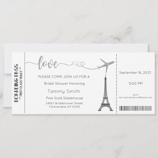 Paris Invitation, Paris Bridal Shower Invitation (Front)