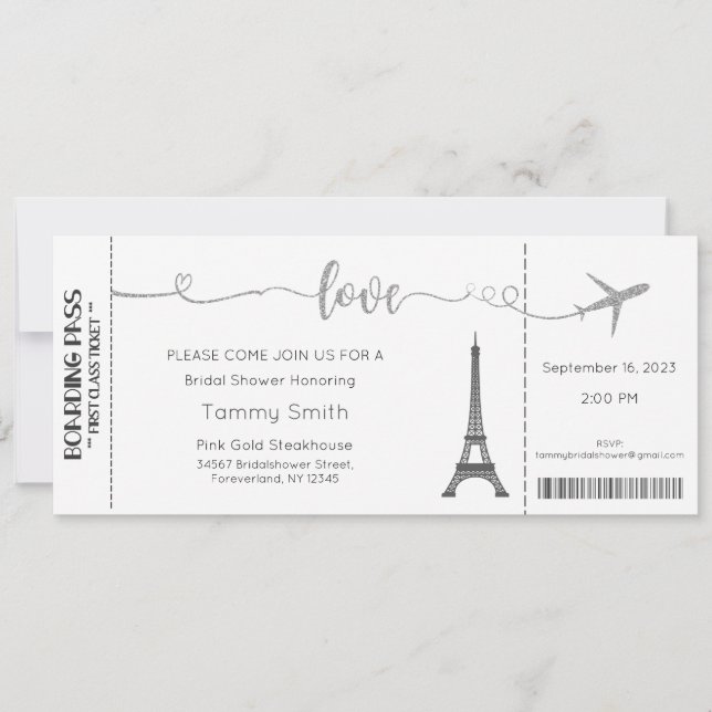 Paris Invitation, Paris Bridal Shower Invitation (Front)