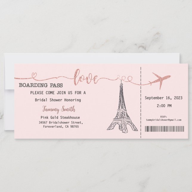 Paris Invitation, Paris Bridal Shower Invitation (Front)