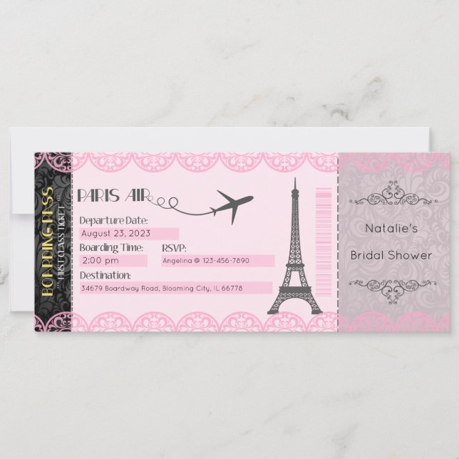 Paris Invitation, Paris Theme Invite (Front)