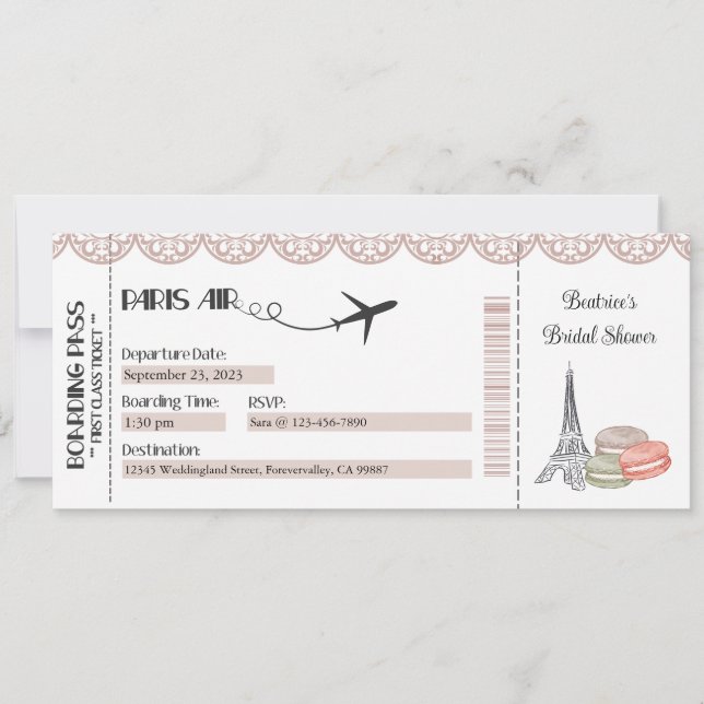 Paris Invitation, Paris Theme Party Invitation (Front)