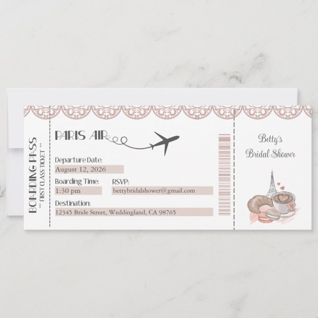 Paris Invitation, Paris Theme Party Invitation (Front)