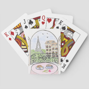 Paris is a Good Idea Watercolor Drawing Bridge Poker Cards