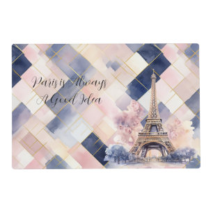 Paris is Always A Good Idea Eiffel Tower Blue Pink Placemat