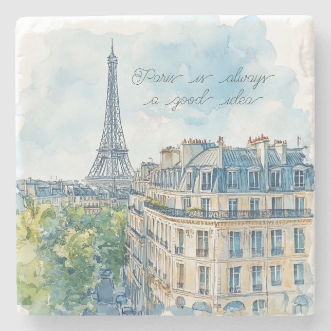 Paris is Always A Good Idea Passport Stone Coaster (Front)