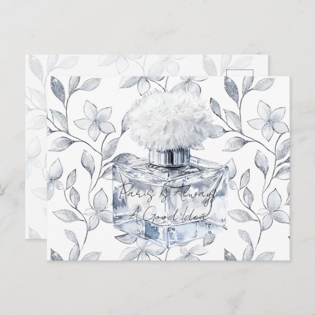 Paris is always a good idea perfume leaves postcard (Front/Back)
