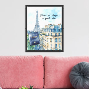 Paris is Always Good Idea Blue Passport Canvas Print