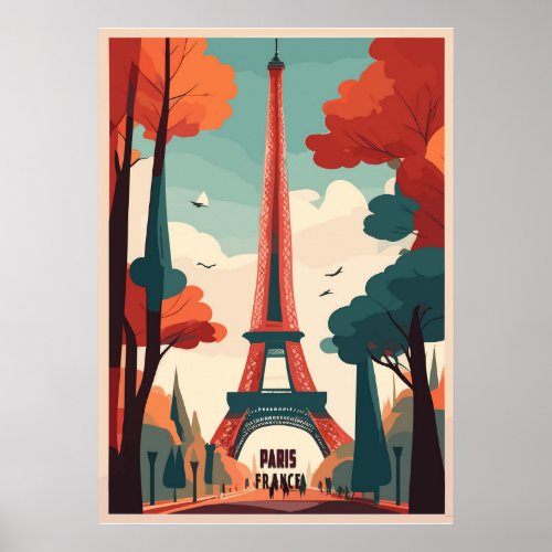 Paris Italy Eiffel Tower Vintage Travel Poster Art
