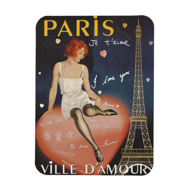 Paris je t' aime, old poster. magnet (Vertical)