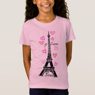 PARIS JE T'AIME EIFFEL AND PINK HEARTS T-Shirt