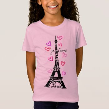 Paris Je T'aime Eiffel And Pink Hearts T-shirt by CreativeContribution at Zazzle