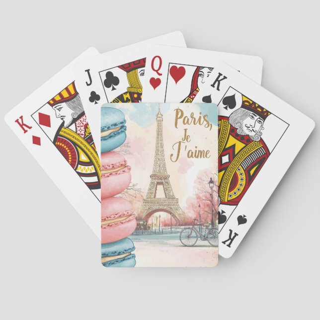  Paris, Je T'aime - Eiffel Tower with Macarons  Poker Cards (Back)
