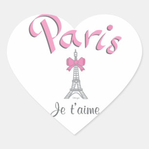 Paris - Je t'aime (I love you) Heart Sticker