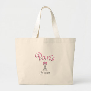 PARIS JE T'AIME FRANCE FRENCH CULTURE TOTE SHOPPER SHOPPING BAG TRAVEL GIFT 