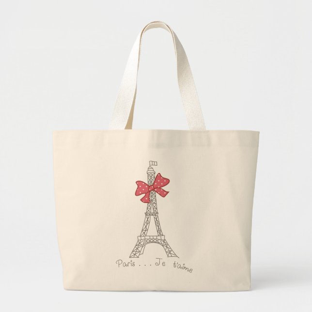 Paris...Je t'aime Large Tote Bag (Front)