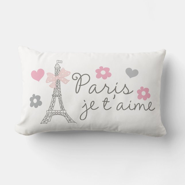 Paris Je T'aime Lumbar Pillow (Front)