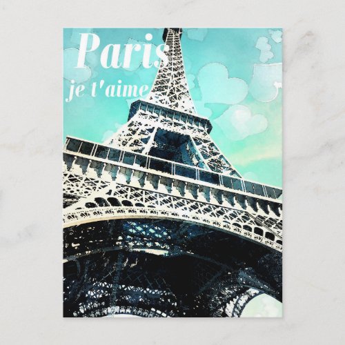 Paris je taime Retro Eiffel Tower Post Card