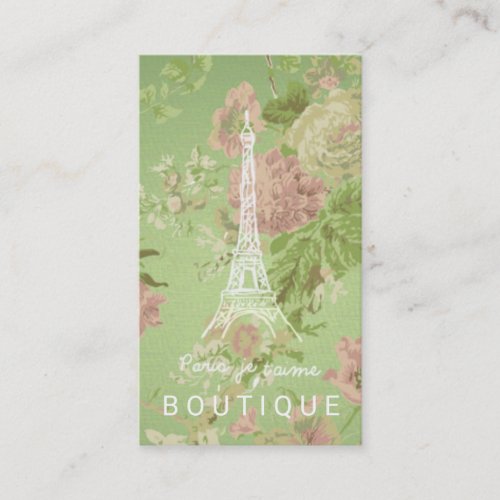 Paris je taime Vintage Floral Eiffel Tower Business Card