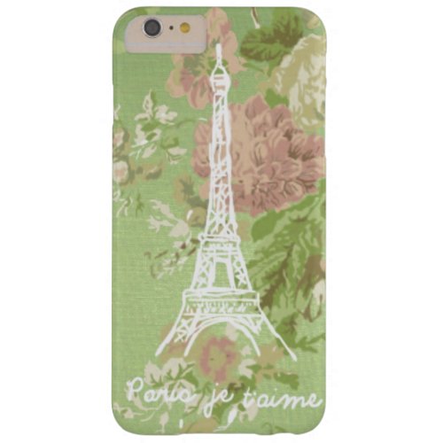 Paris je taime Vintage Floral Eiffel Tower Barely There iPhone 6 Plus Case