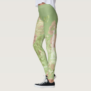 Paris, je t'aime Vintage Floral Eiffel Tower Leggings