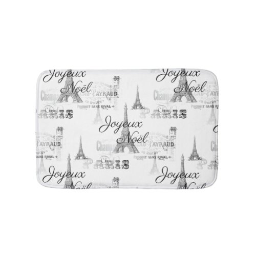 Paris Joyeux Noel Christmas BW Bathmat