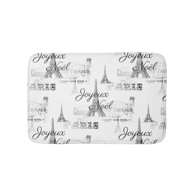 Paris Joyeux Noel Christmas B&W Bathmat (Front)
