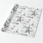 Paris Joyeux Noel Christmas B&amp;W Wrapping Paper