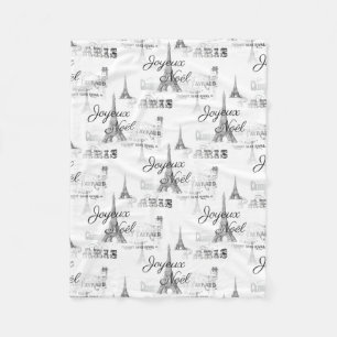 Paris Joyeux Noel Christmas Fleece Blanket