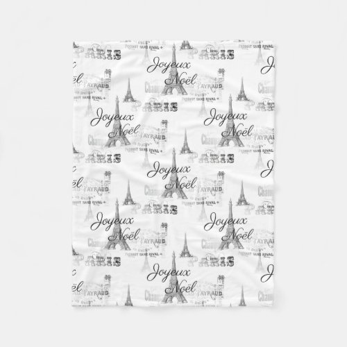 Paris Joyeux Noel Christmas Fleece Blanket