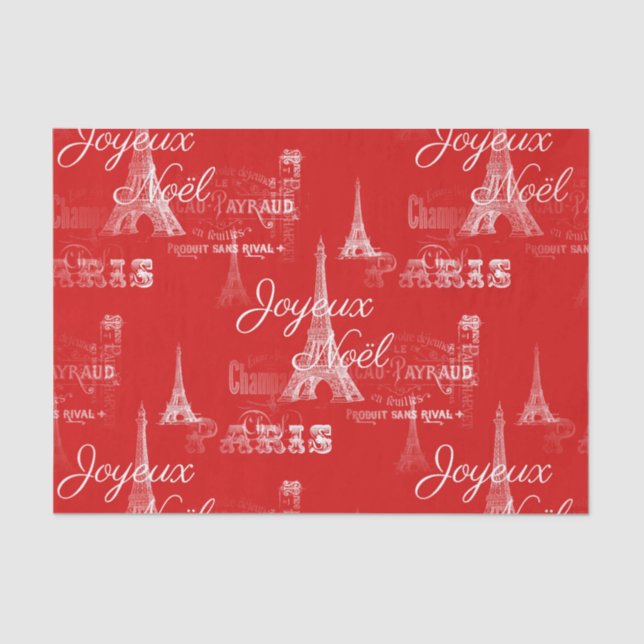 Paris Joyeux Noel Christmas Red Tissue Paper (Front)
