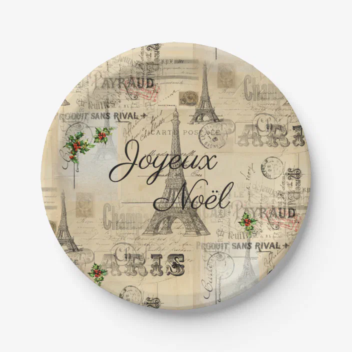 Paris Joyeux Noel Christmas Vintage Paper Plate Zazzle Com
