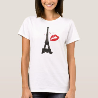 "Paris Kiss" Women's Bella Flowy Circle Top, White T-Shirt