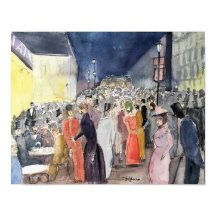 PARIS, LA BELLE EPOQUE, WATERCOLOUR CITYSCAPE