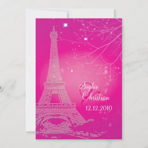 Paris La Nuit eiffel tower wedding  invitations