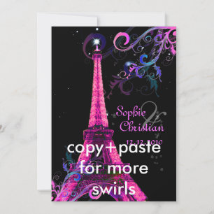 Paris La Nuit, eiffel tower wedding invitations