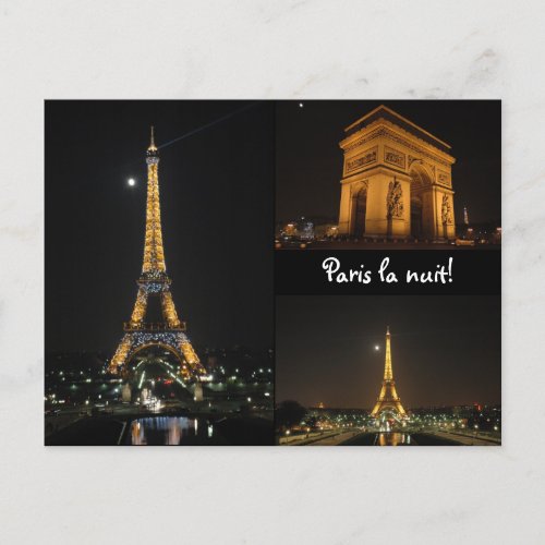 Paris la nuit postcard